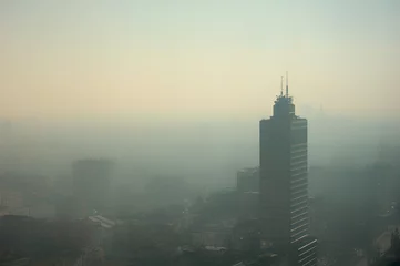 Foto auf Acrylglas Aerial foggy view of Milan - pollution issue © Alessandro