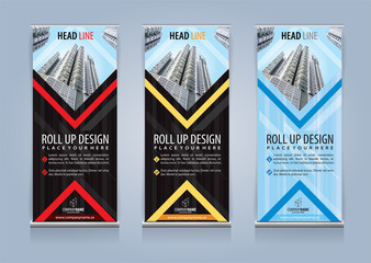 Roll Up Banner template design vector illustration, Presentation and Brochure Flyer. Vector illustration