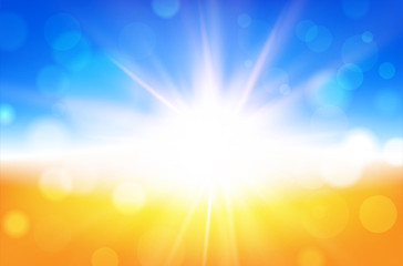 Obraz premium Streszczenie tło lato promienie słoneczne i niewyraźne bokeh