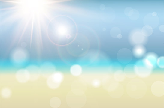 Abstract summer background with sun rays and blurred bokeh