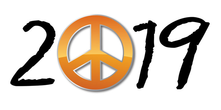 2019 - paix - amour - hippie - fraternité - peace and love - carte de vœux, tolérance, symbole, 
