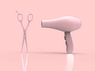 Beauty and Hair pastel 3D render