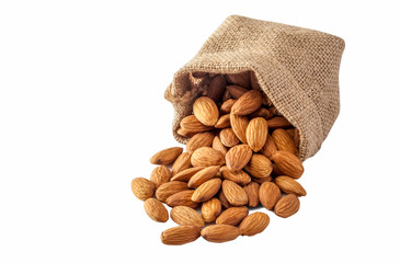 Almonds  on a white background.