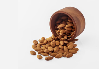 Almonds  on a white background.