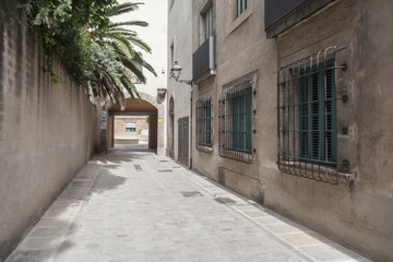 Street view, El Raval quarter in historic center of Barcelona.Spain.