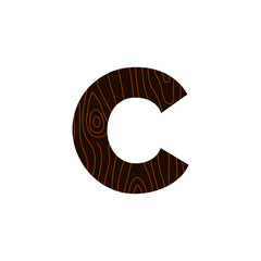 Vector Logo Letter C Wood Texture