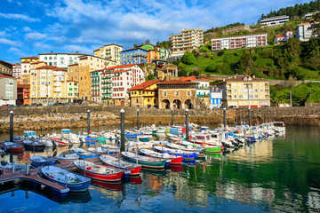 Colorful houses in Mutriku port and Old town, Basque country, Spain