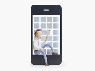 3d illustration. Jimmy received an email.