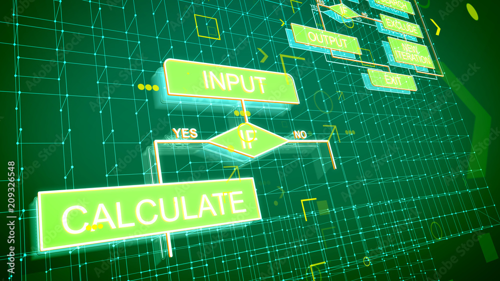Poster arty algorithms and green background
