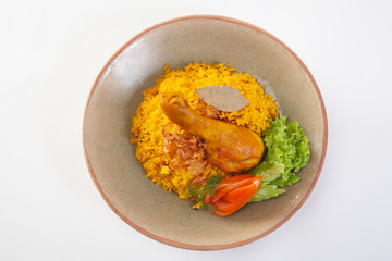 yellow rice with chicken or chicken biryani with rice