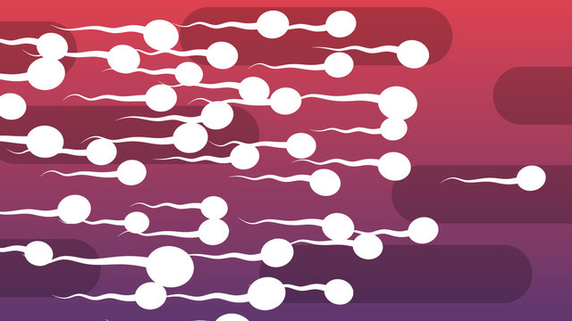 Cartoon of Rushing White Spermatozoids
