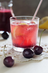 Homemade cherry lemonade in glasses