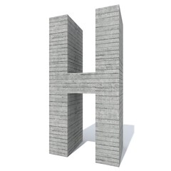 Obraz premium Conceptual gray heavy rough concrete constructed font or type, construction industry piece isolated white background. Educative architecture material, aged texture surface as 3D illustration design