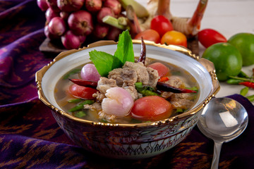 Fototapeta na wymiar Spicy pork ribs soup,Thailand food