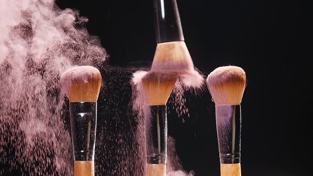 Make-up brushes with color cosmetic powder