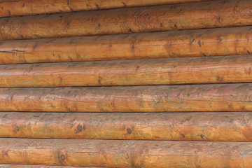 close up of log wall as background