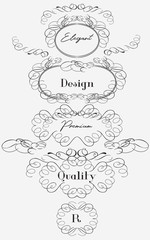 Collection of vector filigree calligraphic flourishes