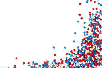 White background with blue red and white stars.