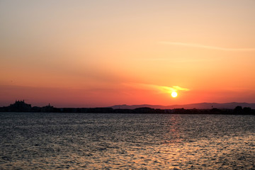 Beautiful sunset in Pomorie, Bulgaria