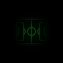 Soccer field marking logo, empty stadium icon, green grass, football lawn, web game graphics element. Playground vector illustration.