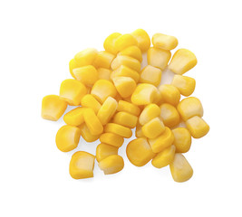 heap of boiled sweet corn isolated on white