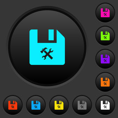 File tools dark push buttons with color icons