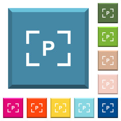 Camera program mode white icons on edged square buttons