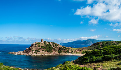 Fototapeta na wymiar View of sardinian coast and beach
