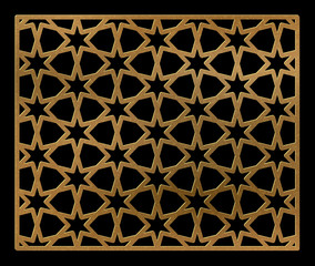 Template for laser cutting. Decorative panel with oriental geometric pattern.