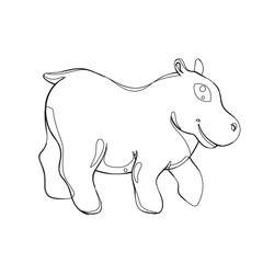 hippopotamus in continious line graphic style