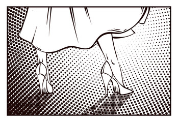 comics frame with pin-up woman