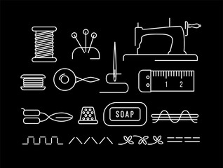set of sewing tools icons