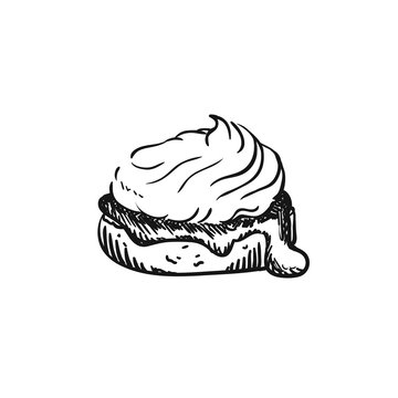 black and white pastry with cream clip art preview