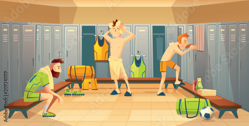 Vector Changing Room With Football Players Athletes