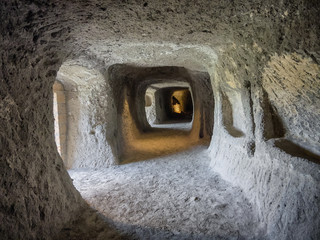 Etruscan caves under Orvieto made for breeding birds and defence Umbria - obrazy, fototapety, plakaty