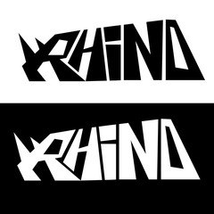  rhino  logo  vector illustration inscription  white  black