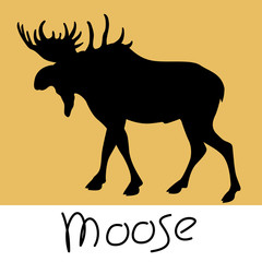  moose black silhouette profile side vector illustration