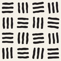 Hand drawn lines seamless grungy pattern. Abstract geometric repeating texture in black and white.