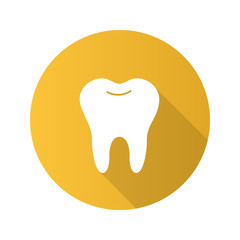Healthy tooth flat design long shadow glyph icon