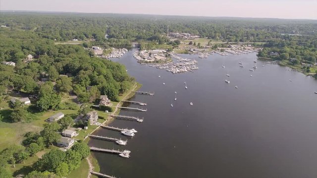 Aerial view of Point Judith Marina in Rhode Island