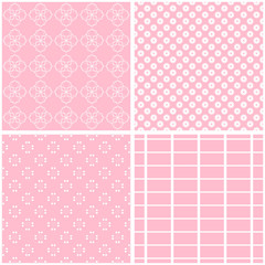 Different pink seamless patterns