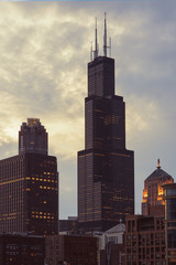 Fototapeta premium View of center Chicago and skyscrapers in downtown Chicago,Illinois, USA 