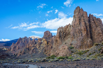 Teide peak from below with clouds hat, Tenerife, Canary islands