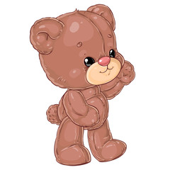 Cute little teddy bear. Children's character. Toy friend.