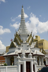 White temple of Bangkok City Pillar Shrine, Thailand