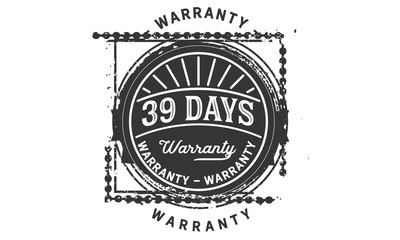 39 days warranty icon stamp