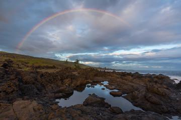Rainbow in the sky of Etang Sale in Reunion Island