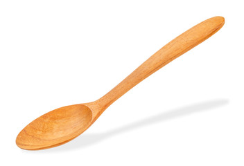 Wooden spoon isolated on white.