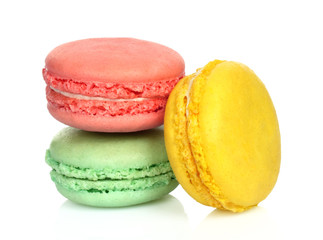 French macaroons on white background