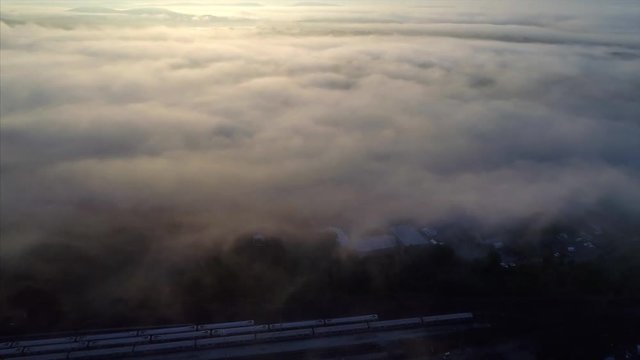 View of the Sunrise Over Fog Clouds in Brewster New York